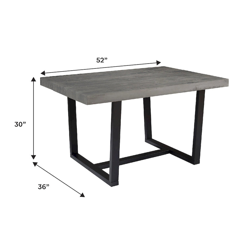 Table à manger en pin massif patiné, piètement tréteaux, bois issu de forêts gérées durablement