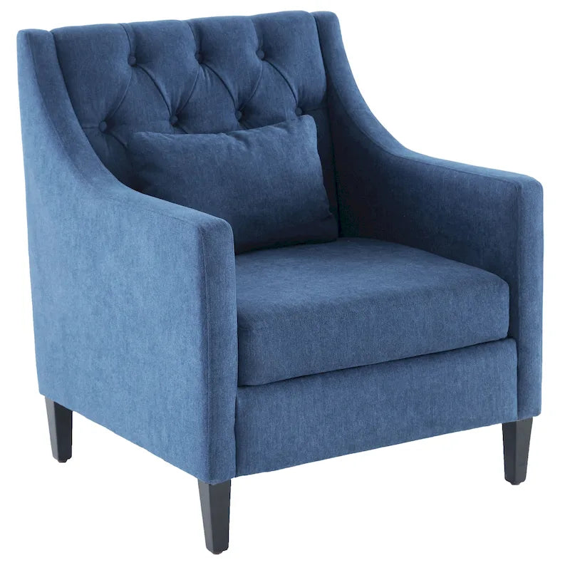 Fauteuil d'appoint capitonné en tissu du milieu du siècle avec pieds en bois certifié FSC et accoudoirs incurvés