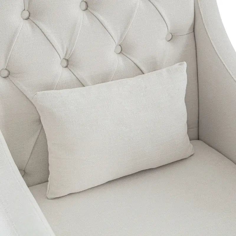 Fauteuil d'appoint capitonné en tissu du milieu du siècle avec pieds en bois certifié FSC et accoudoirs incurvés