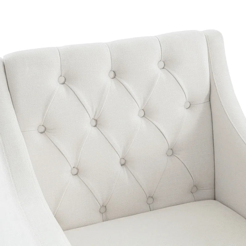 Fauteuil d'appoint capitonné en tissu du milieu du siècle avec pieds en bois certifié FSC et accoudoirs incurvés