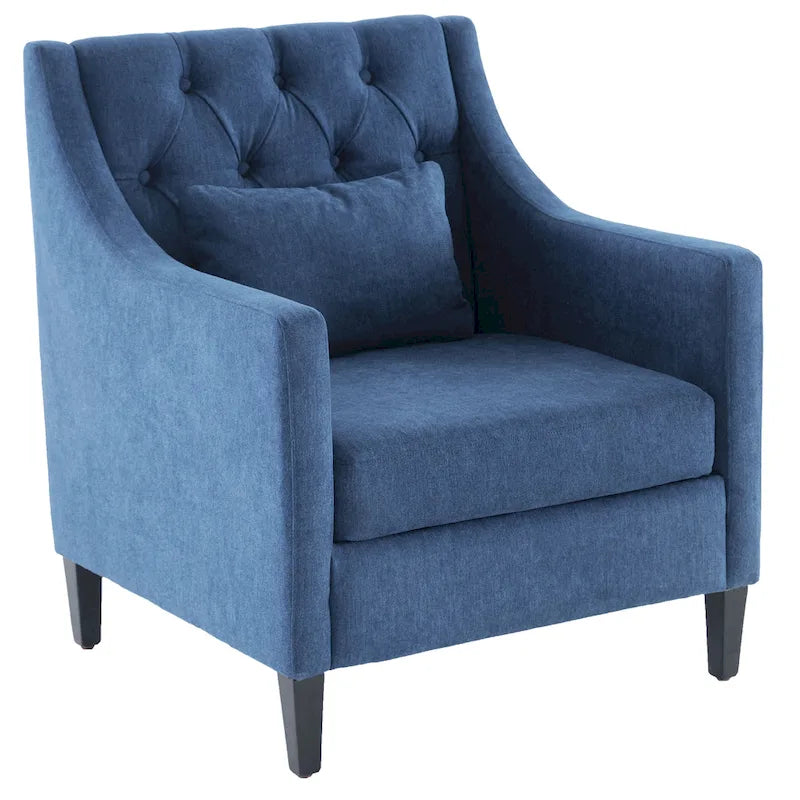 Fauteuil d'appoint capitonné en tissu du milieu du siècle avec pieds en bois certifié FSC et accoudoirs incurvés
