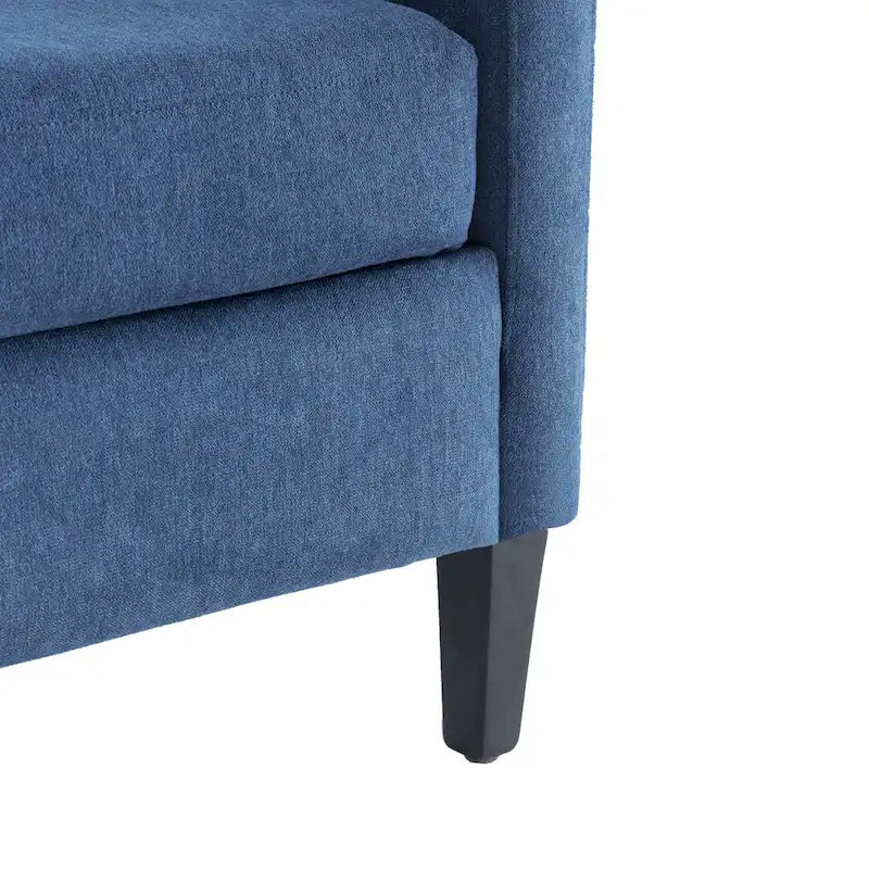 Fauteuil d'appoint capitonné en tissu du milieu du siècle avec pieds en bois certifié FSC et accoudoirs incurvés