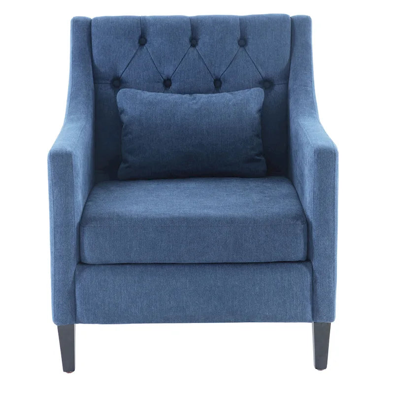 Fauteuil d'appoint capitonné en tissu du milieu du siècle avec pieds en bois certifié FSC et accoudoirs incurvés