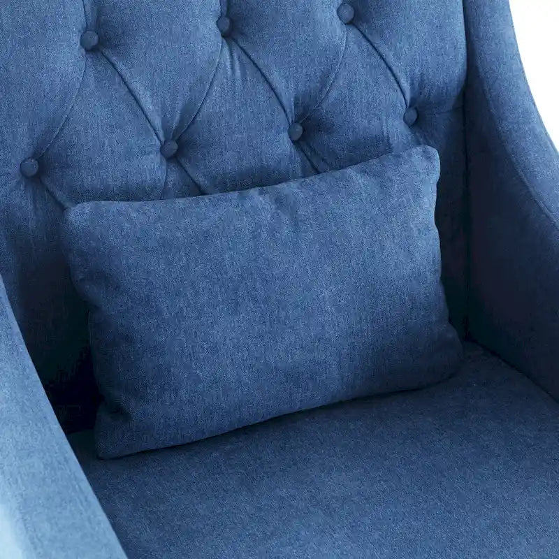 Fauteuil d'appoint capitonné en tissu du milieu du siècle avec pieds en bois certifié FSC et accoudoirs incurvés