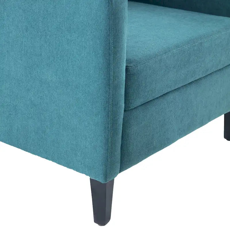 Fauteuil d'appoint capitonné en tissu du milieu du siècle avec pieds en bois certifié FSC et accoudoirs incurvés