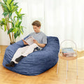 Fauteuil Poire Géant en Fausse Fourrure Rempli de Mousse Haute Résilience à Texture Nervurée