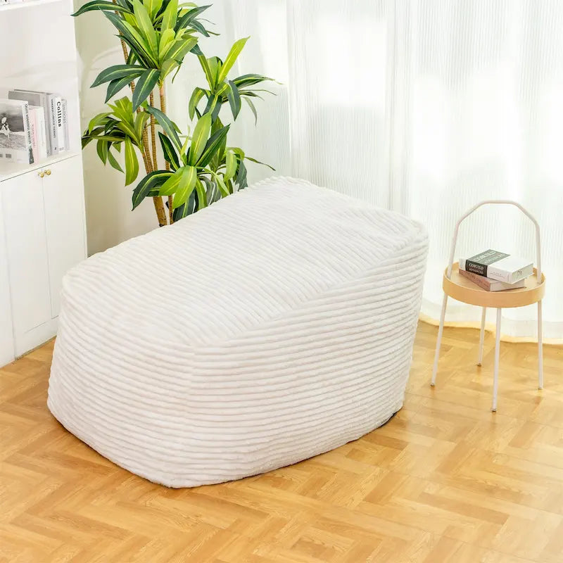 Fauteuil Poire Géant en Fausse Fourrure Rempli de Mousse Haute Résilience à Texture Nervurée