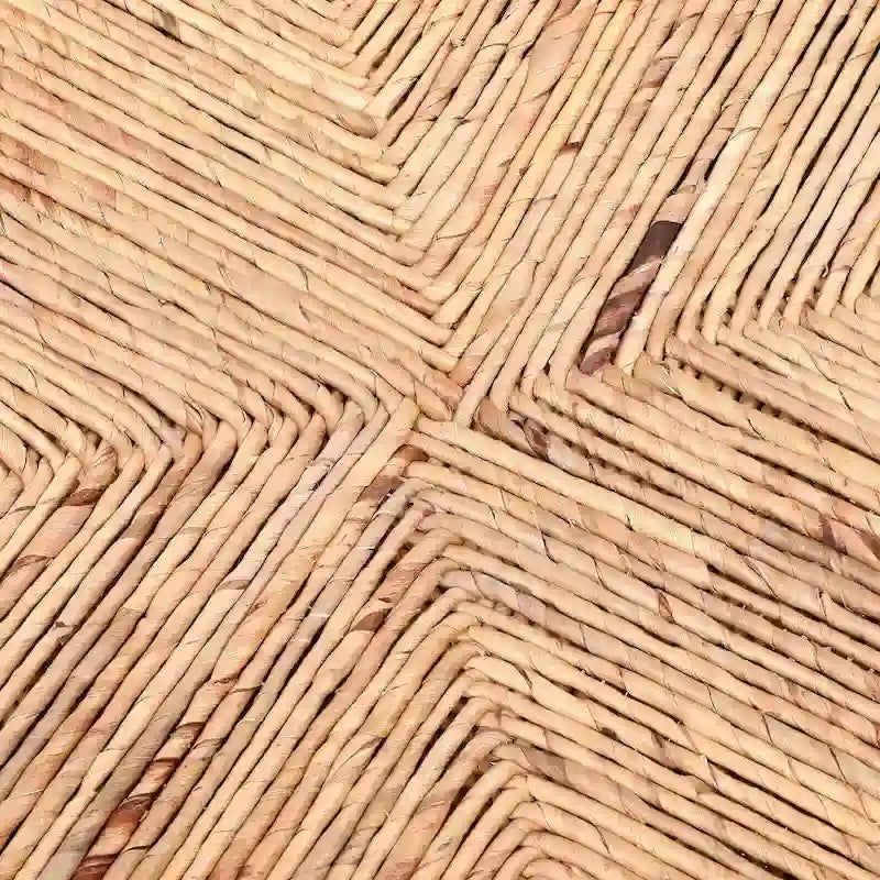 Tabouret de bar à hauteur de comptoir en jacinthe d'eau naturelle tressée et piétement en métal noir
