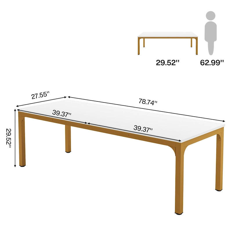 Bureau d'ordinateur extra long deux personnes, plateau en MDF robuste, cadre en métal