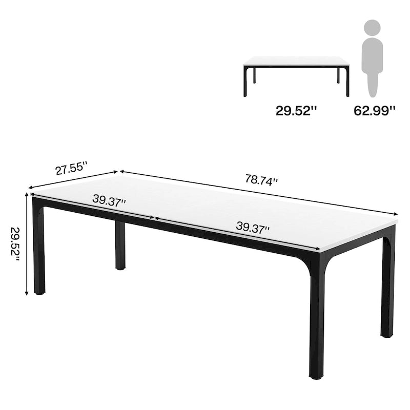 Bureau d'ordinateur extra long deux personnes, plateau en MDF robuste, cadre en métal