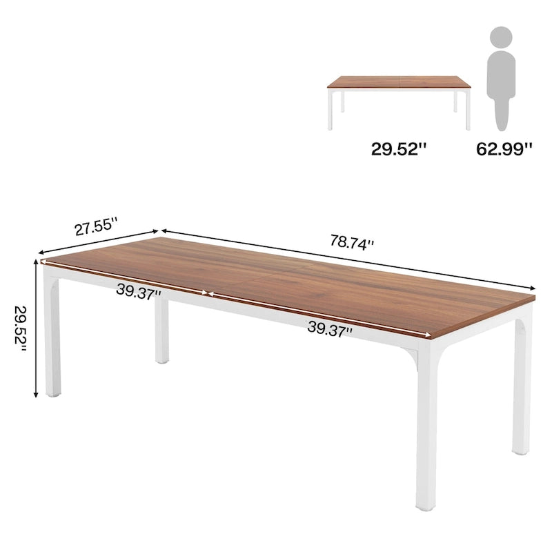 Bureau d'ordinateur extra long deux personnes, plateau en MDF robuste, cadre en métal