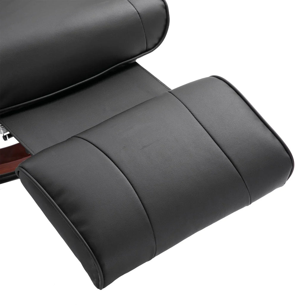 Fauteuil inclinable HomCom en similicuir avec base pivotante manuelle réglable et repose-pieds confortable et relaxant