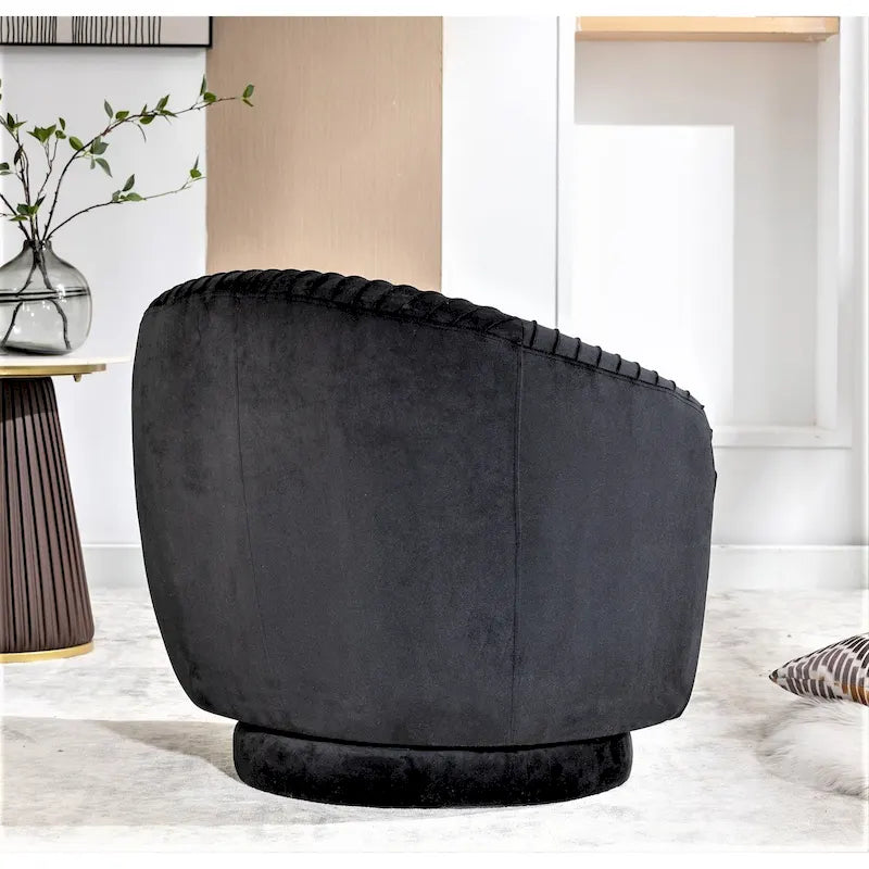 Petit fauteuil tonneau pivotant en velours Milvo