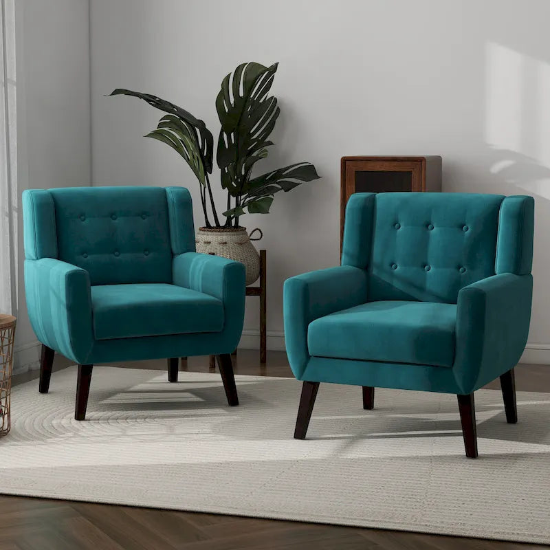 Lot de 2 fauteuils d'appoint en velours pour salon