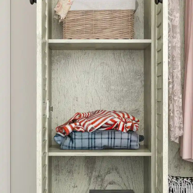 Armoire-penderie autoportante 59 po de large, grand format, blanche