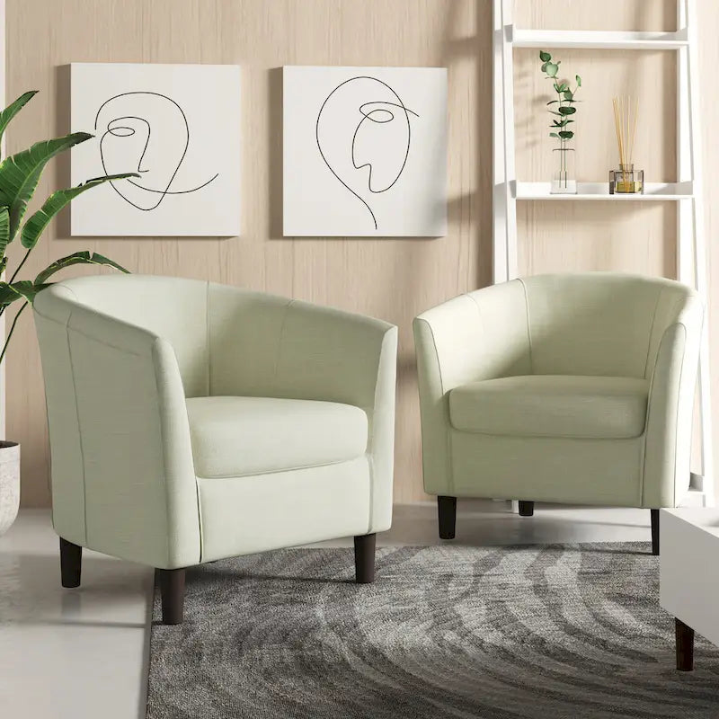 Lot de 2 fauteuils club modernes en lin style tonneau