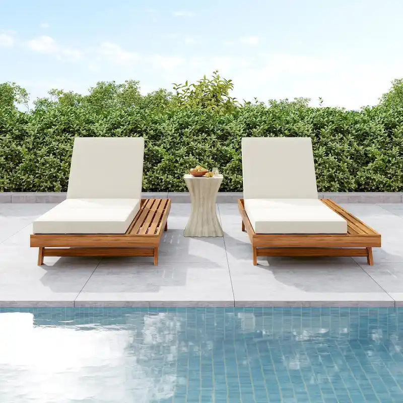 Christopher Knight Home - Ensemble de 2 chaises longues d'extérieur en bois d'acacia Michael