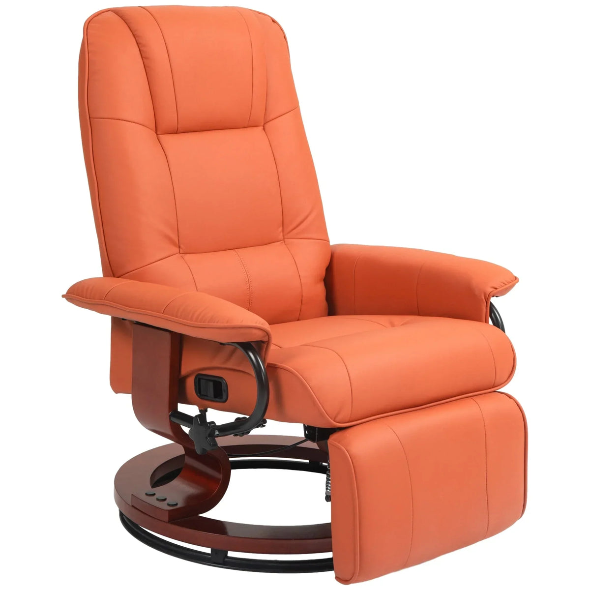 Fauteuil inclinable HomCom en similicuir avec base pivotante manuelle réglable et repose-pieds confortable et relaxant