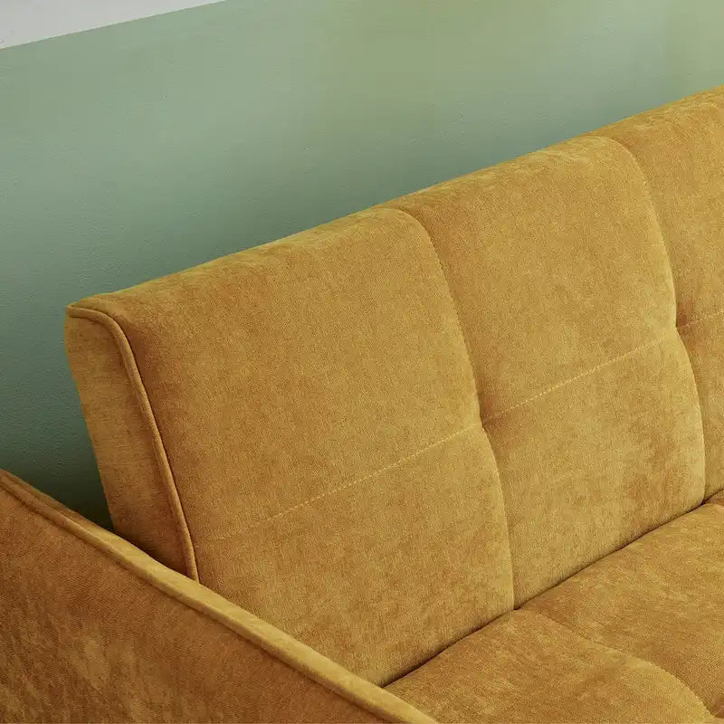 Canapé-lit convertible en tissu chenille jaune - 39,00 x 53,50 x 31,50