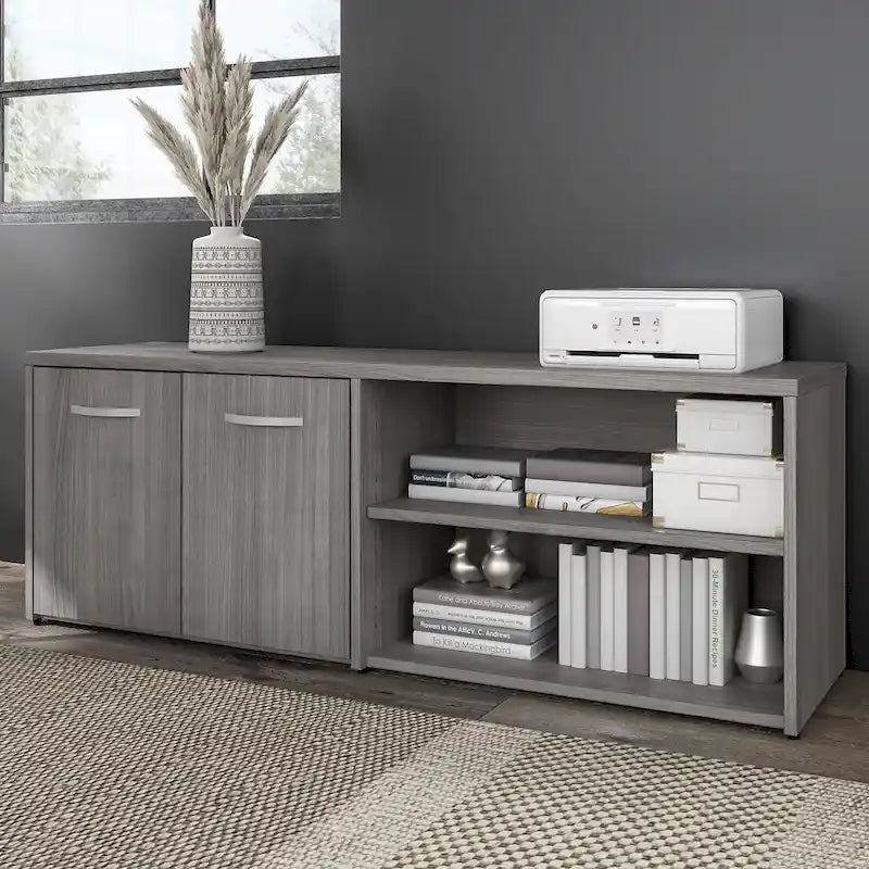 Armoire de bureau basse Deux portes Étagères ouvertes Étagères réglables