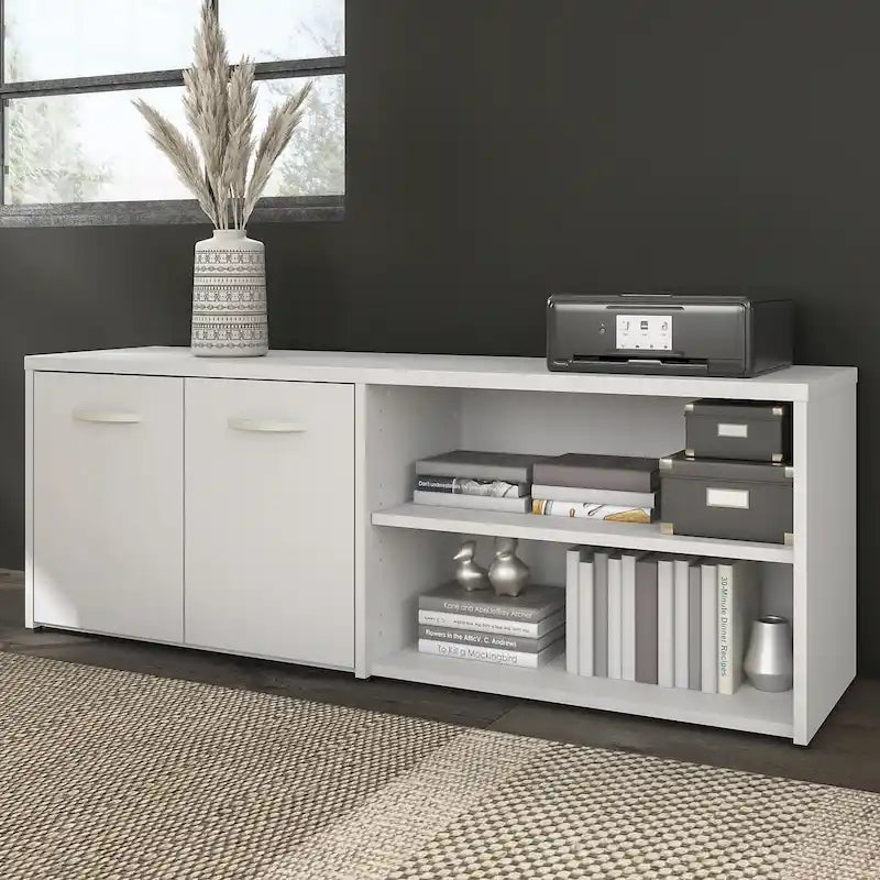 Armoire de bureau basse Deux portes Étagères ouvertes Étagères réglables