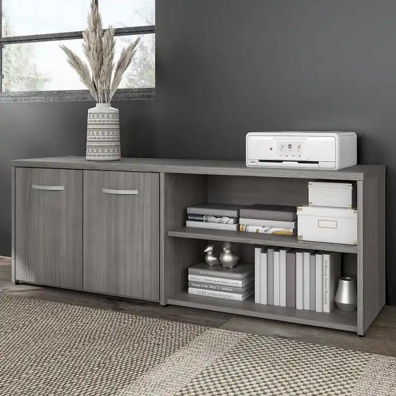 Armoire de bureau basse Deux portes Étagères ouvertes Étagères réglables