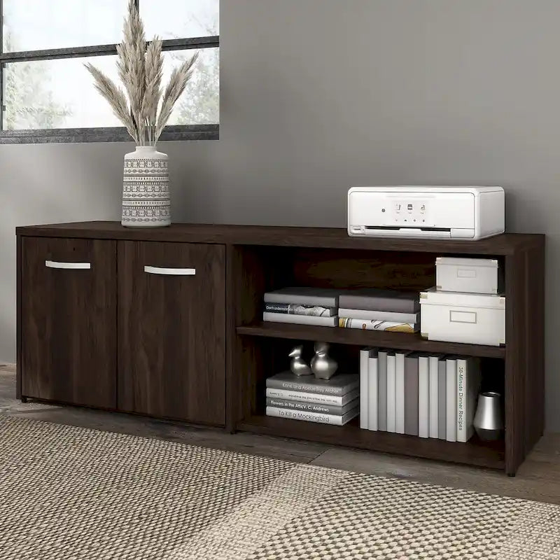 Armoire de bureau basse Deux portes Étagères ouvertes Étagères réglables