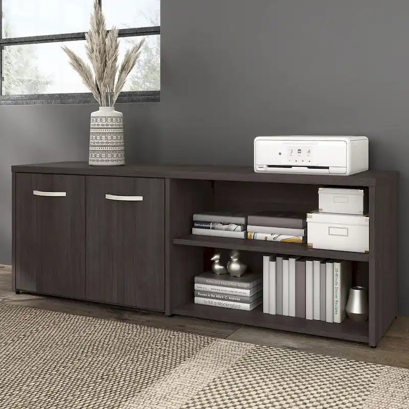 Armoire de bureau basse Deux portes Étagères ouvertes Étagères réglables
