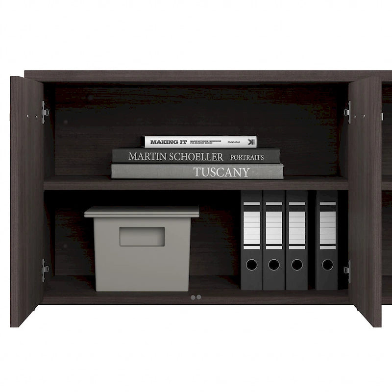 Armoire de bureau basse Deux portes Étagères ouvertes Étagères réglables