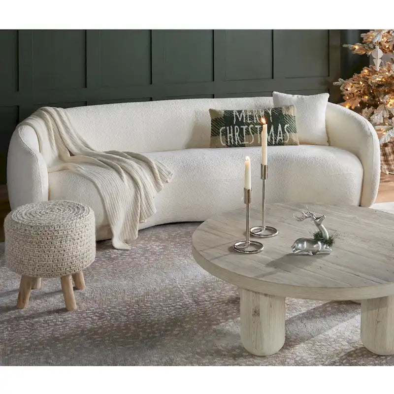 Canapé Moderne Courbe avec Rembourrage Velours Côtelé Bouclé et Coussin Épais