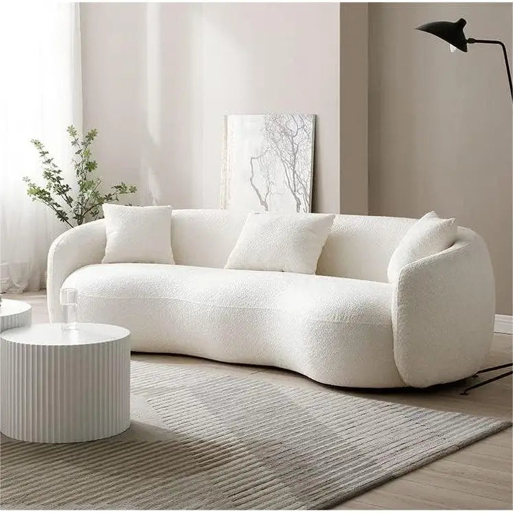 Canapé Moderne Courbe avec Rembourrage Velours Côtelé Bouclé et Coussin Épais