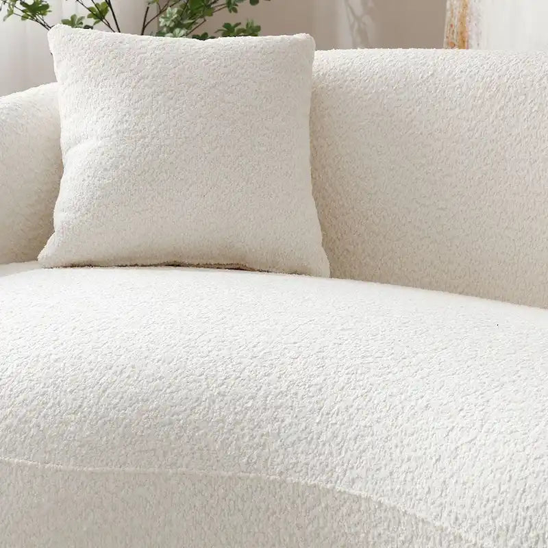 Canapé Moderne Courbe avec Rembourrage Velours Côtelé Bouclé et Coussin Épais