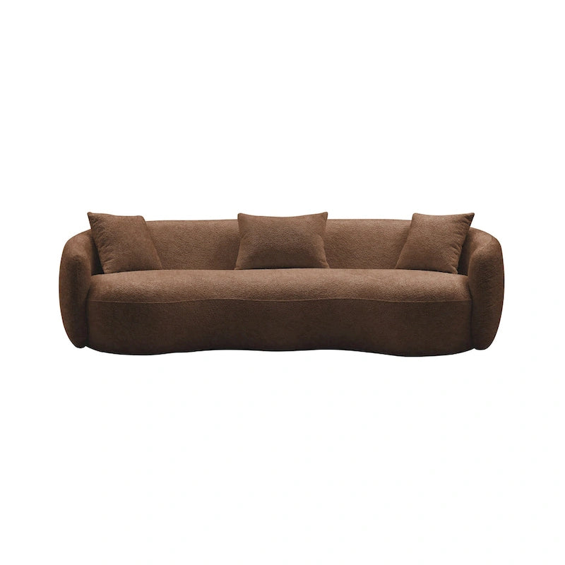 Canapé Moderne Courbe avec Rembourrage Velours Côtelé Bouclé et Coussin Épais