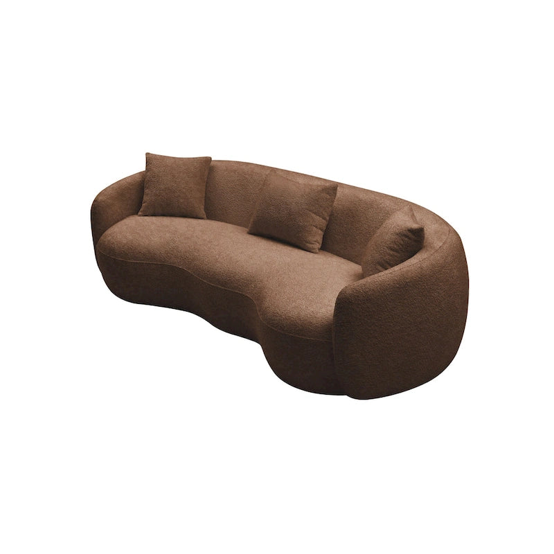 Canapé Moderne Courbe avec Rembourrage Velours Côtelé Bouclé et Coussin Épais
