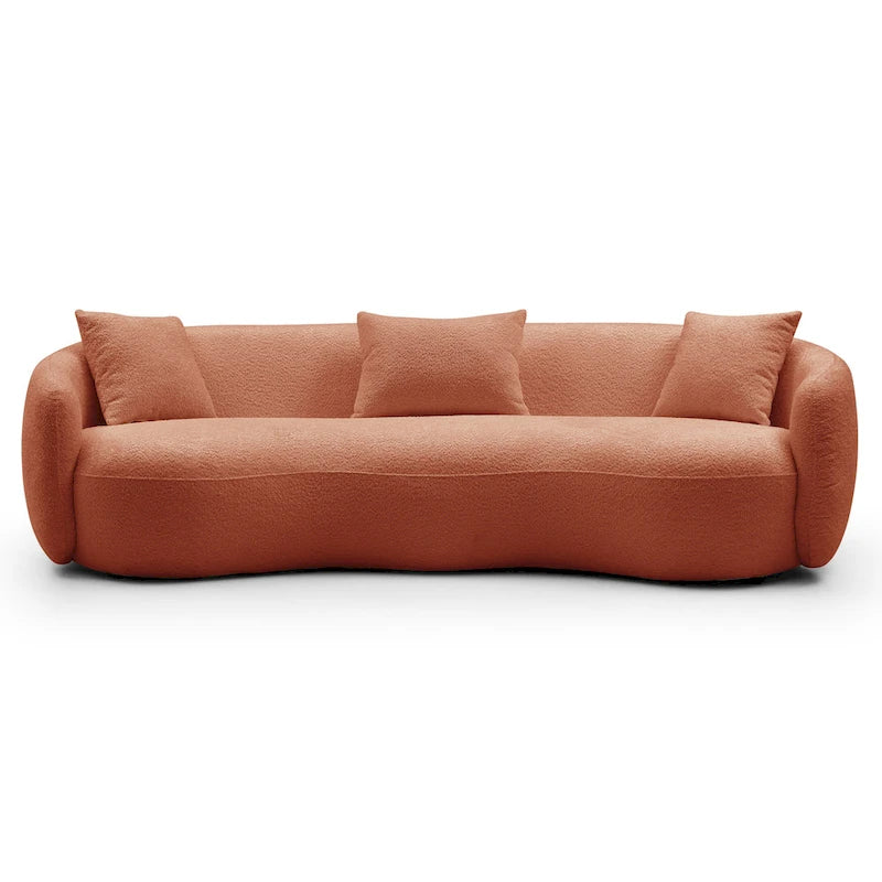 Canapé Moderne Courbe avec Rembourrage Velours Côtelé Bouclé et Coussin Épais