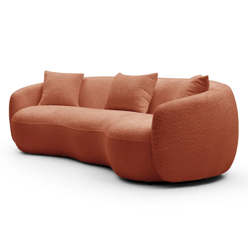 Canapé Moderne Courbe avec Rembourrage Velours Côtelé Bouclé et Coussin Épais