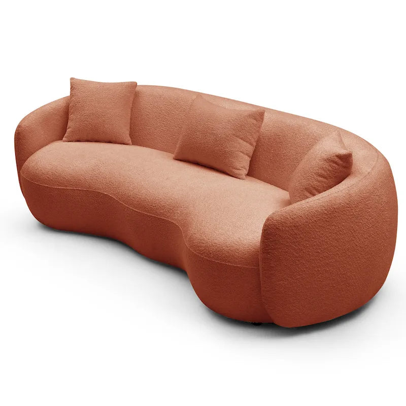 Canapé Moderne Courbe avec Rembourrage Velours Côtelé Bouclé et Coussin Épais
