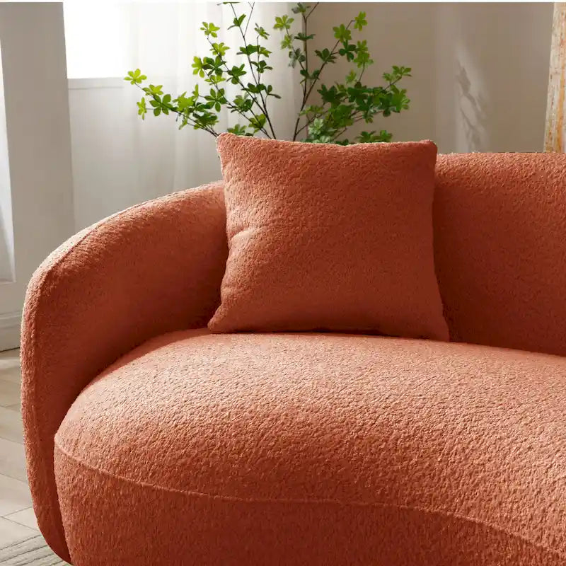 Canapé Moderne Courbe avec Rembourrage Velours Côtelé Bouclé et Coussin Épais