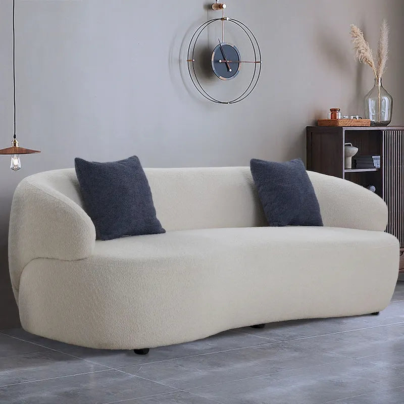Canapé Moderne Courbe avec Rembourrage Velours Côtelé Bouclé et Coussin Épais
