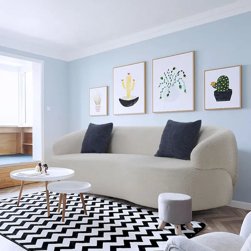 Canapé Moderne Courbe avec Rembourrage Velours Côtelé Bouclé et Coussin Épais