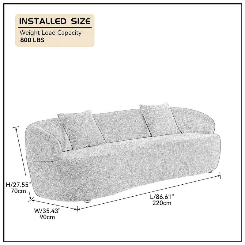 Canapé Moderne Courbe avec Rembourrage Velours Côtelé Bouclé et Coussin Épais