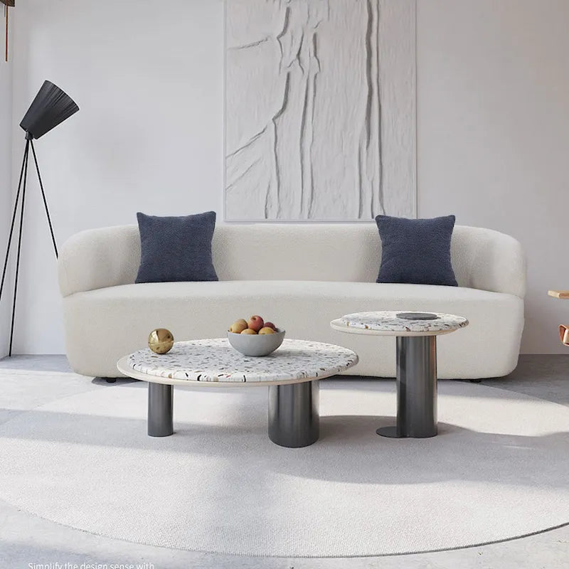 Canapé Moderne Courbe avec Rembourrage Velours Côtelé Bouclé et Coussin Épais
