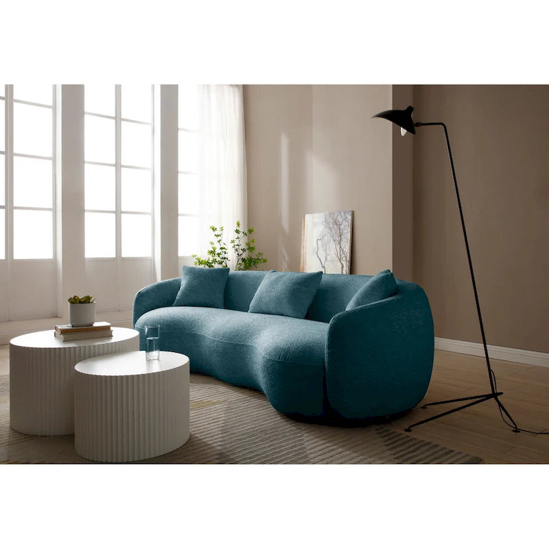 Canapé Moderne Courbe avec Rembourrage Velours Côtelé Bouclé et Coussin Épais