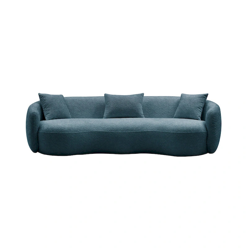 Canapé Moderne Courbe avec Rembourrage Velours Côtelé Bouclé et Coussin Épais