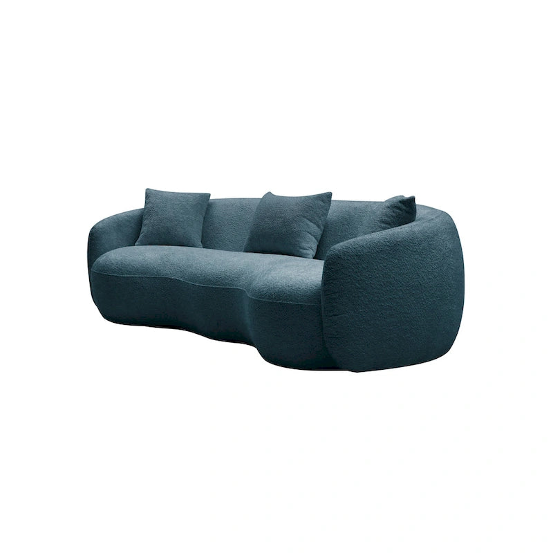Canapé Moderne Courbe avec Rembourrage Velours Côtelé Bouclé et Coussin Épais