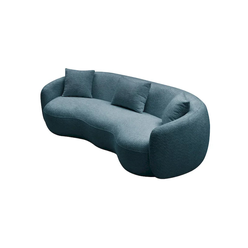 Canapé Moderne Courbe avec Rembourrage Velours Côtelé Bouclé et Coussin Épais