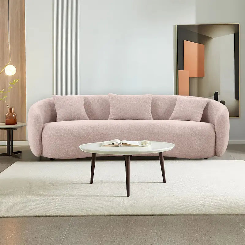 Canapé Moderne Courbe avec Rembourrage Velours Côtelé Bouclé et Coussin Épais
