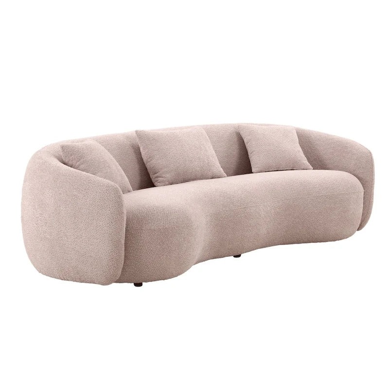 Canapé Moderne Courbe avec Rembourrage Velours Côtelé Bouclé et Coussin Épais