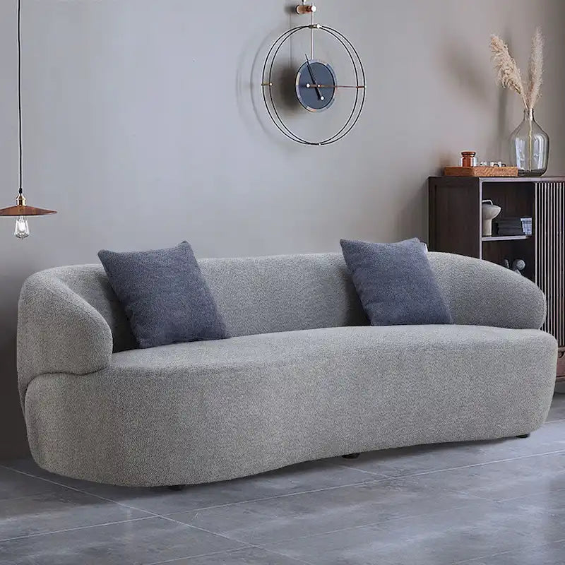 Canapé Moderne Courbe avec Rembourrage Velours Côtelé Bouclé et Coussin Épais