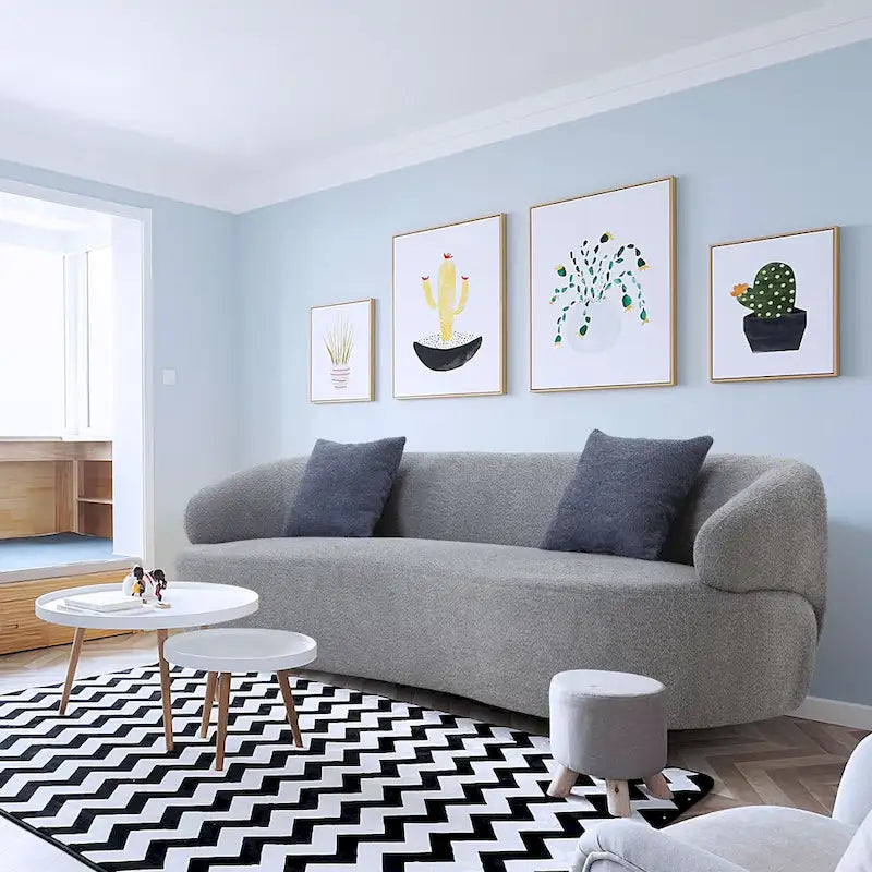 Canapé Moderne Courbe avec Rembourrage Velours Côtelé Bouclé et Coussin Épais